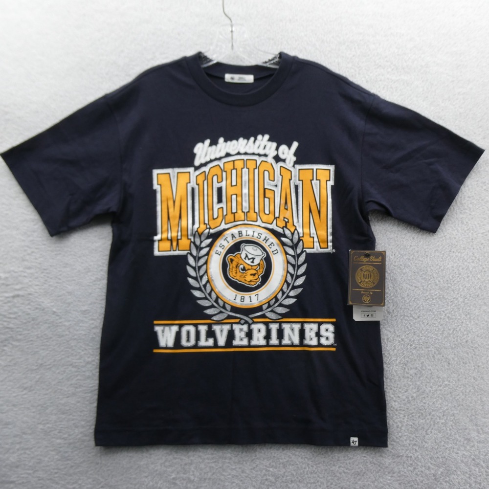 '47 Shirt Women Small Michigan Wolverines Navy Blue Relaxed Fit Cotton 12630